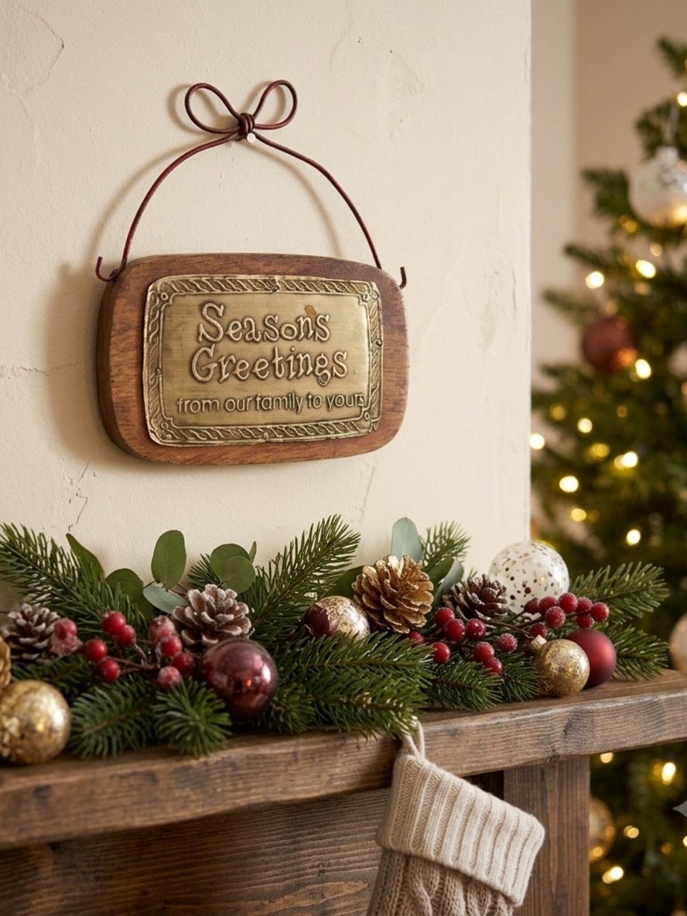 Season's Greetings Small Wood Sign / Plaque - handmade!